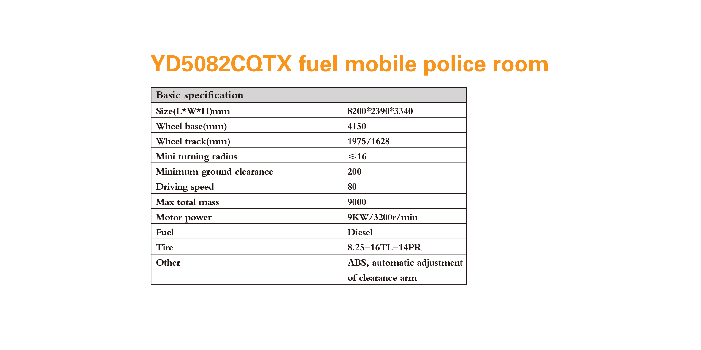 YD5082CQTX Fuel Mobile Police Room